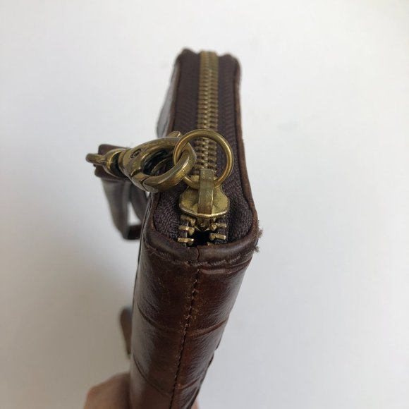 Fossil Brown Leather Croc Embossed Amanda Zip Around Wallet / Wristlet Timeless - Picture 5 of 17